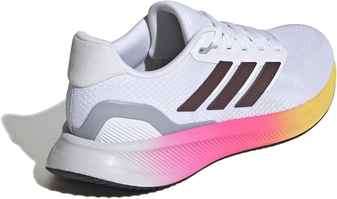 Adidas Women's Run Falcon 5 Colorful Sneaker in WhiteAurora Met.Black Backside View