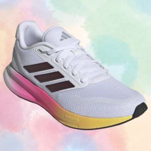 Adidas Women's Run Falcon 5 Colorful Sneaker in WhiteAurora Met.Black