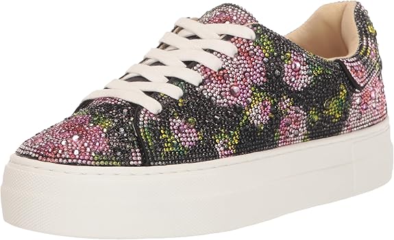 Betsey Johnson Women's Sidny Sneaker in Black-Pink-Floral Color