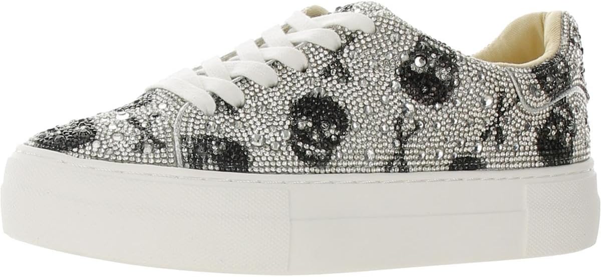 Betsey Johnson Women's Sidny Sneaker in Black-Skull Color