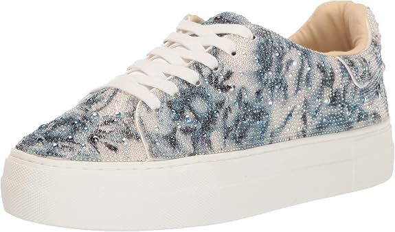 Betsey Johnson Women's Sidny Sneaker in Blue Floral Color