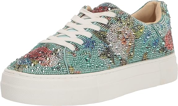 Betsey Johnson Women's Sidny Sneaker in Green-Multi Color