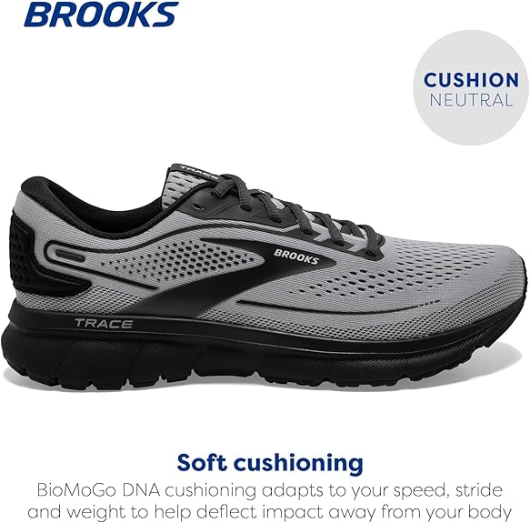 Brooks Men’s Trace 2 Neutral Running Shoe Alloy-Black-Ebony