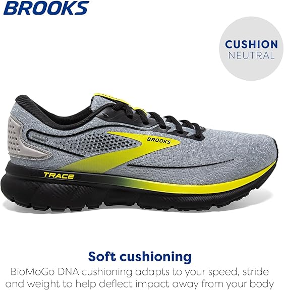 Brooks Men’s Trace 2 Neutral Running Shoe Black-Alloy-Sulphur