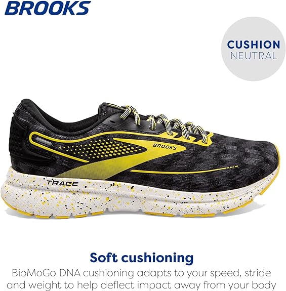 Brooks Men’s Trace 2 Neutral Running Shoe Black-White-Yellow