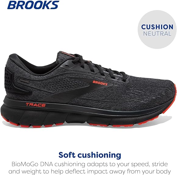 Brooks Men’s Trace 2 Neutral Running Shoe Ebony-Black-Cherry