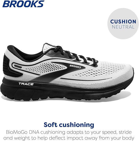 Brooks Men’s Trace 2 Neutral Running Shoe White-Black