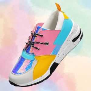 LUCKY STEP Women's High Heel Wedge Colorful Sneakers