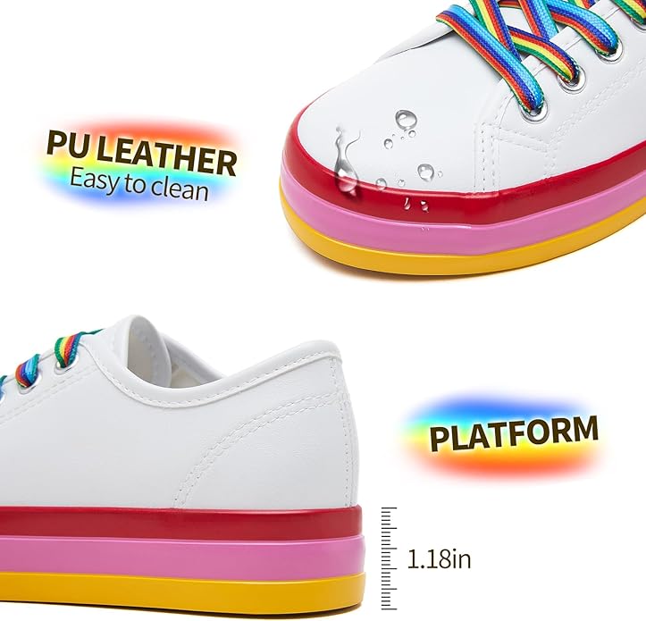 XRH Rainbow Platform Colorful Sneakers PU Leather