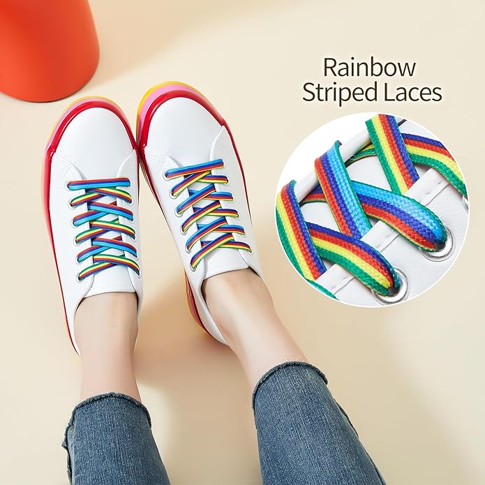 XRH Rainbow Platform Colorful Sneakers for Women Colored Laces