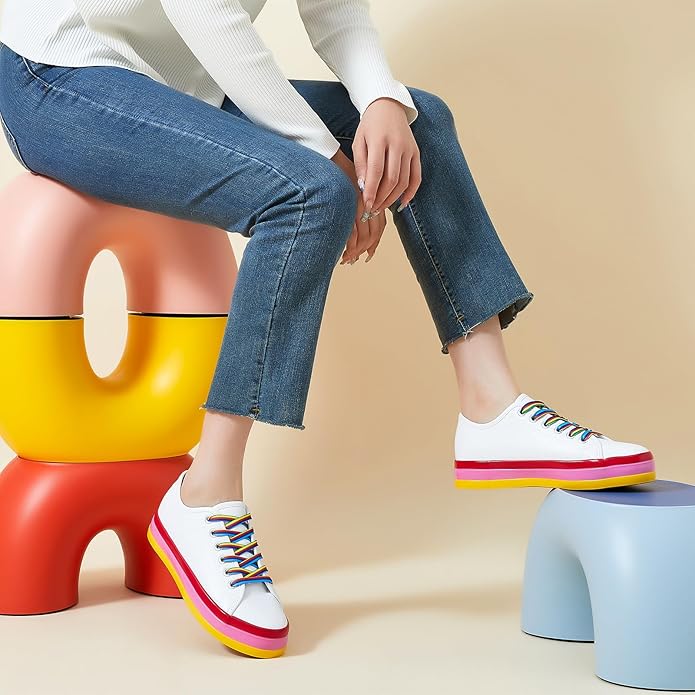 XRH Rainbow Platform Colorful Sneakers for Women