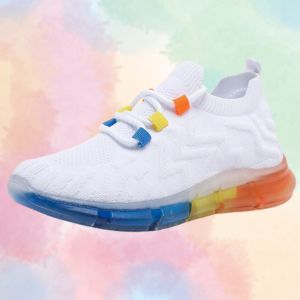 MEMON Women's Sports Shoes Rainbow Jelly Soles Sneakers Image