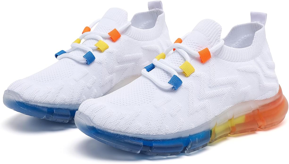 MEMON Women's Sports Shoes Rainbow Jelly Soles Sneakers