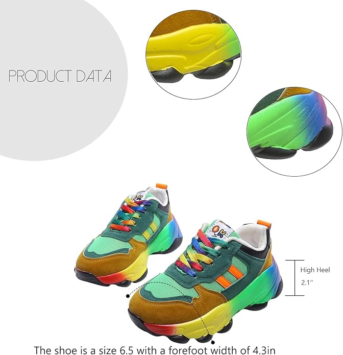 Women's Comfortable Stylish Rainbow Sneaker featuers