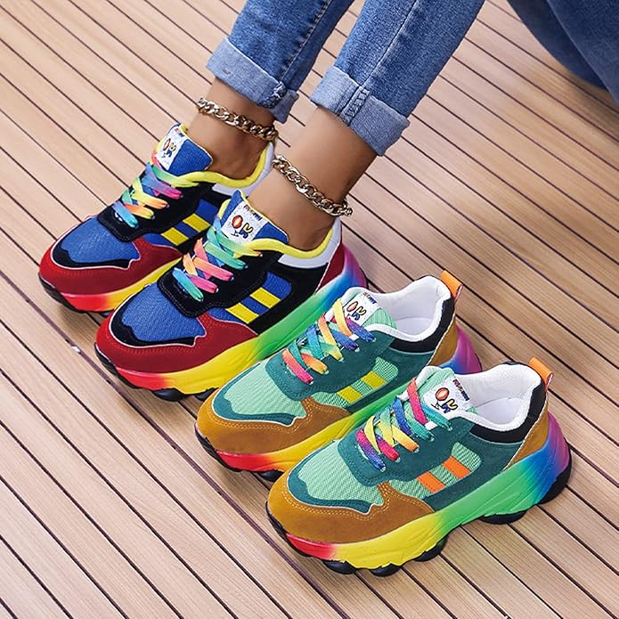 Women's Comfortable Stylish Rainbow Sneakers Image