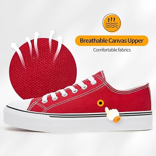 ZGR Women's Low Top Canvas Sneakers-Left Side View