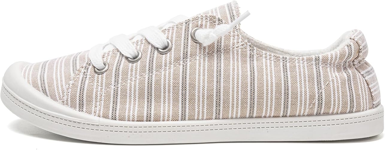 FUNKYMONKEY Women’s Low Top Canvas Sneakers-Left Side View