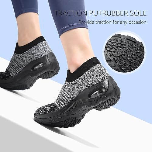 STQ Women's Slip-On Walking Shoes-Sole View